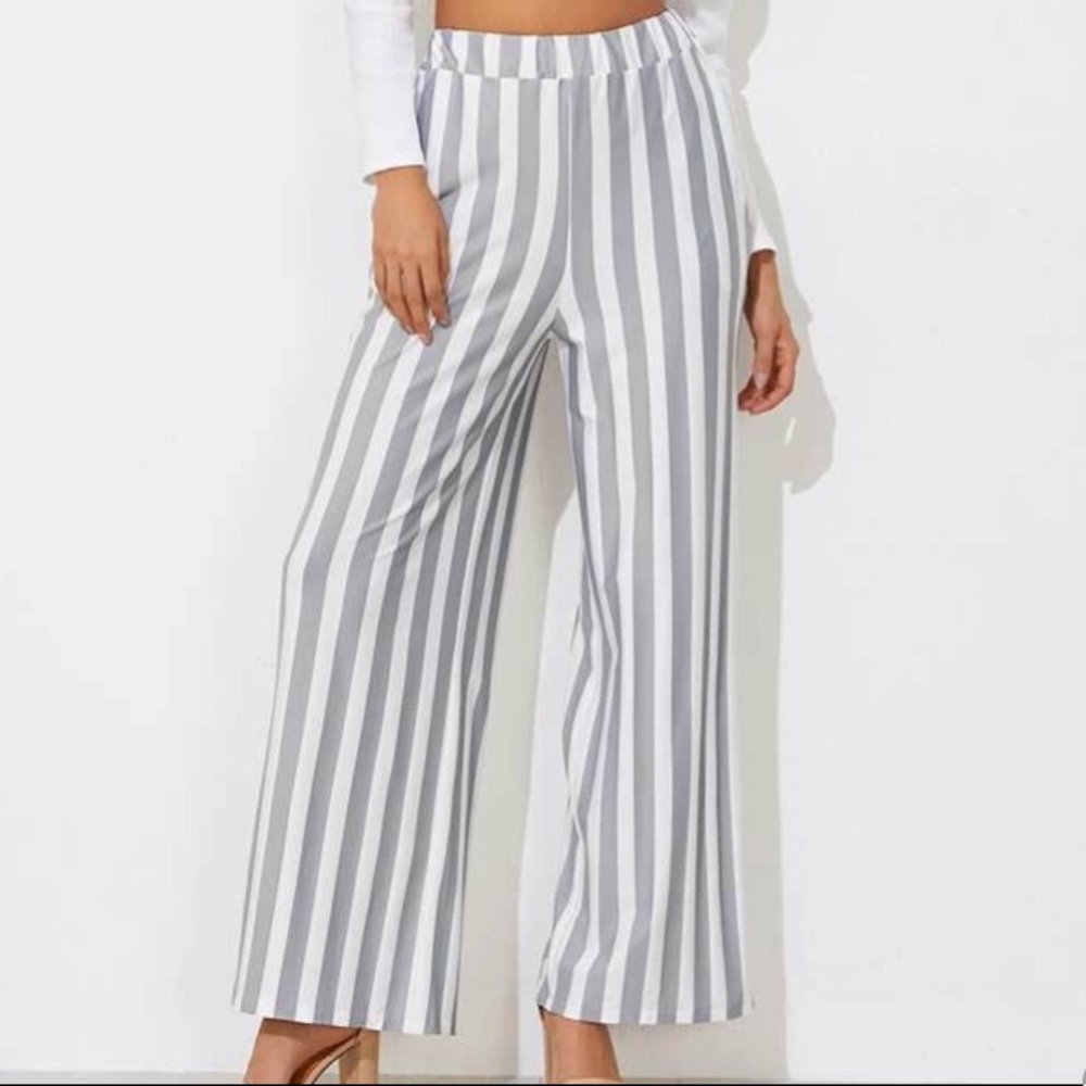 Gray and White Stripe Pants